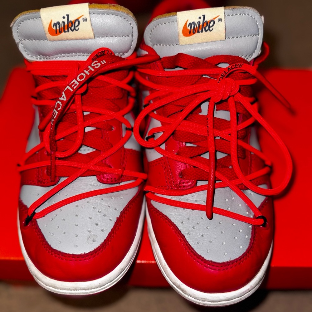 Off white Nike Red and Gray Low-Top Sneakers